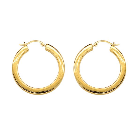 Classy Dangle Hoop Earrings 14K Yellow Gold - Picture 3 of 4